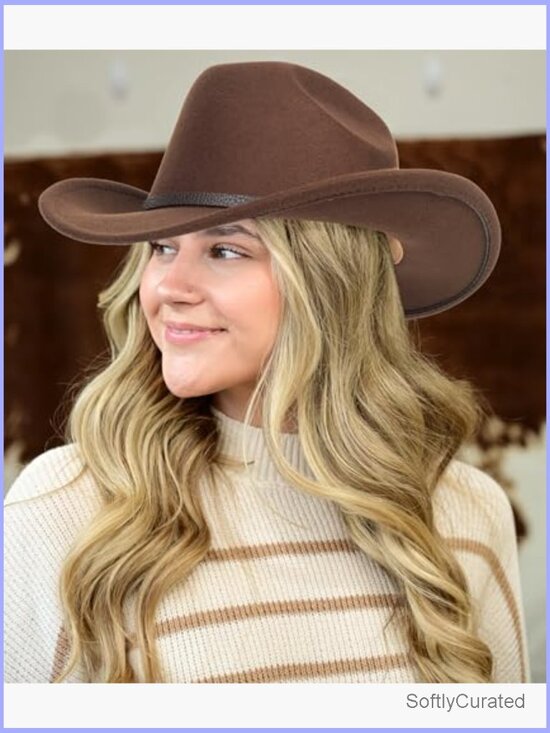 Classic Western Felt Cowboy Hat Wide Brim Belt Buckle Unisex